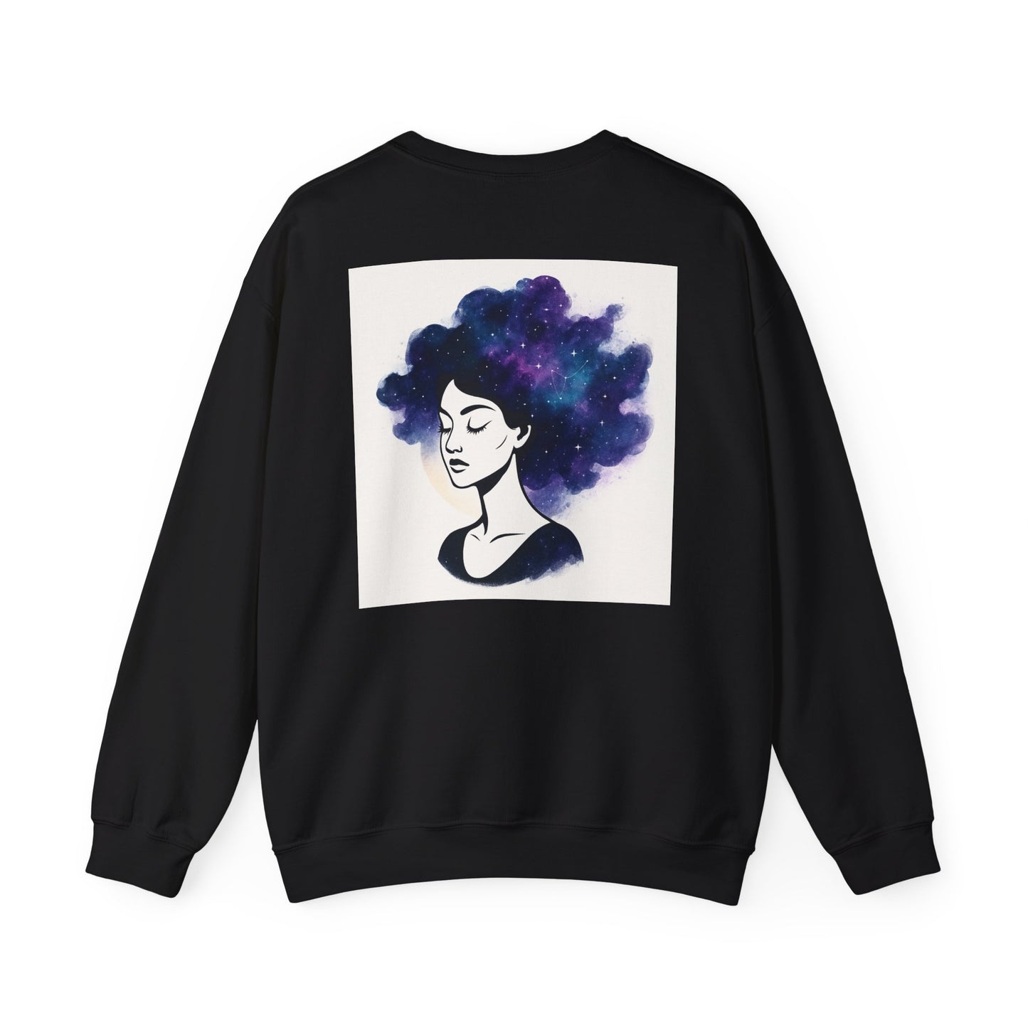 Galaxy Hair Crewneck Sweatshirt — Cosmic Woman Illustration