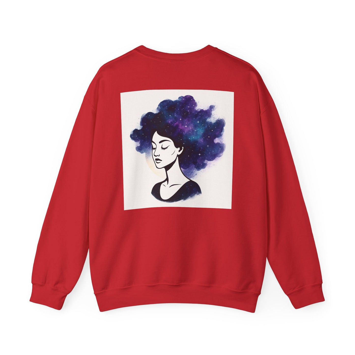 Galaxy Hair Crewneck Sweatshirt — Cosmic Woman Illustration