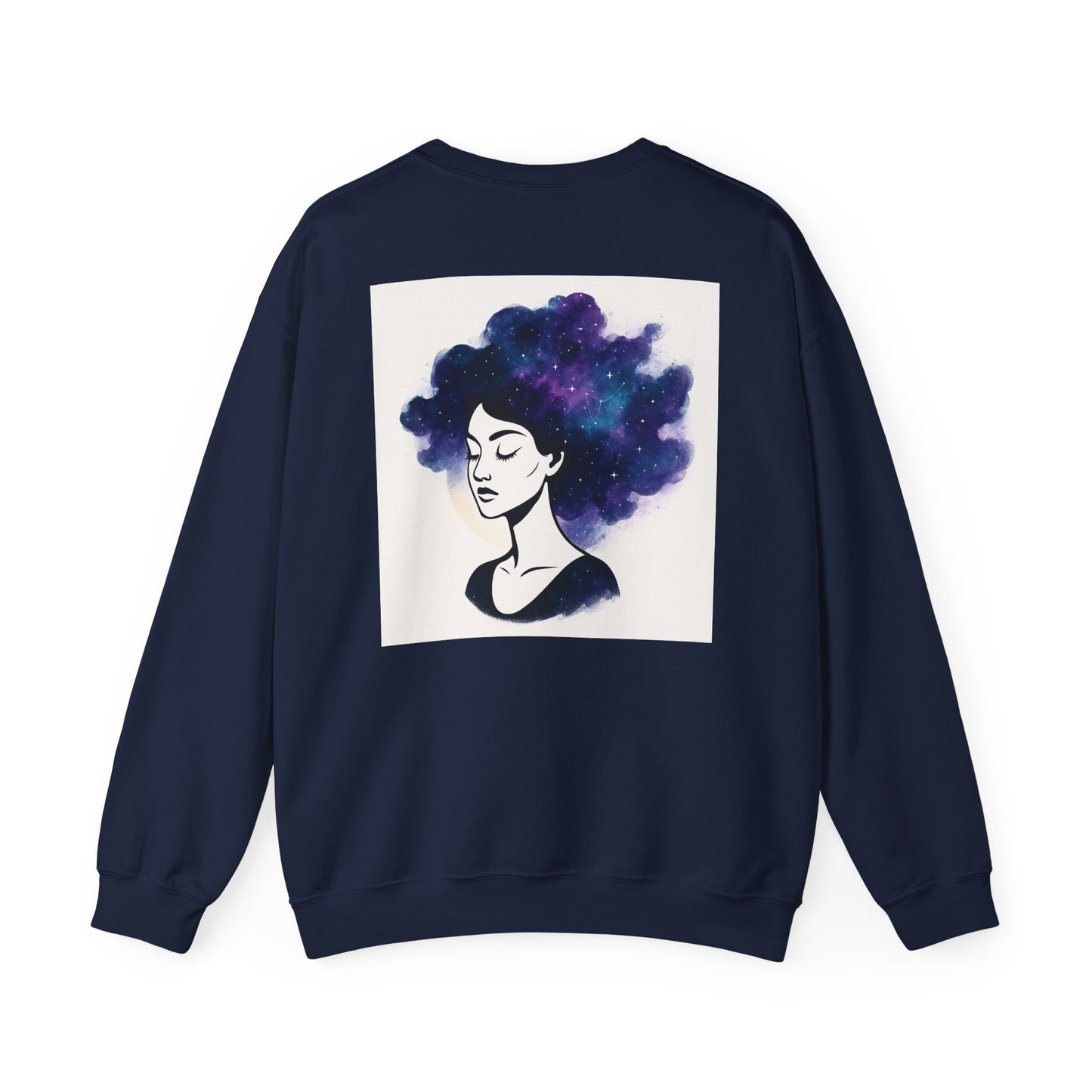 Galaxy Hair Crewneck Sweatshirt — Cosmic Woman Illustration