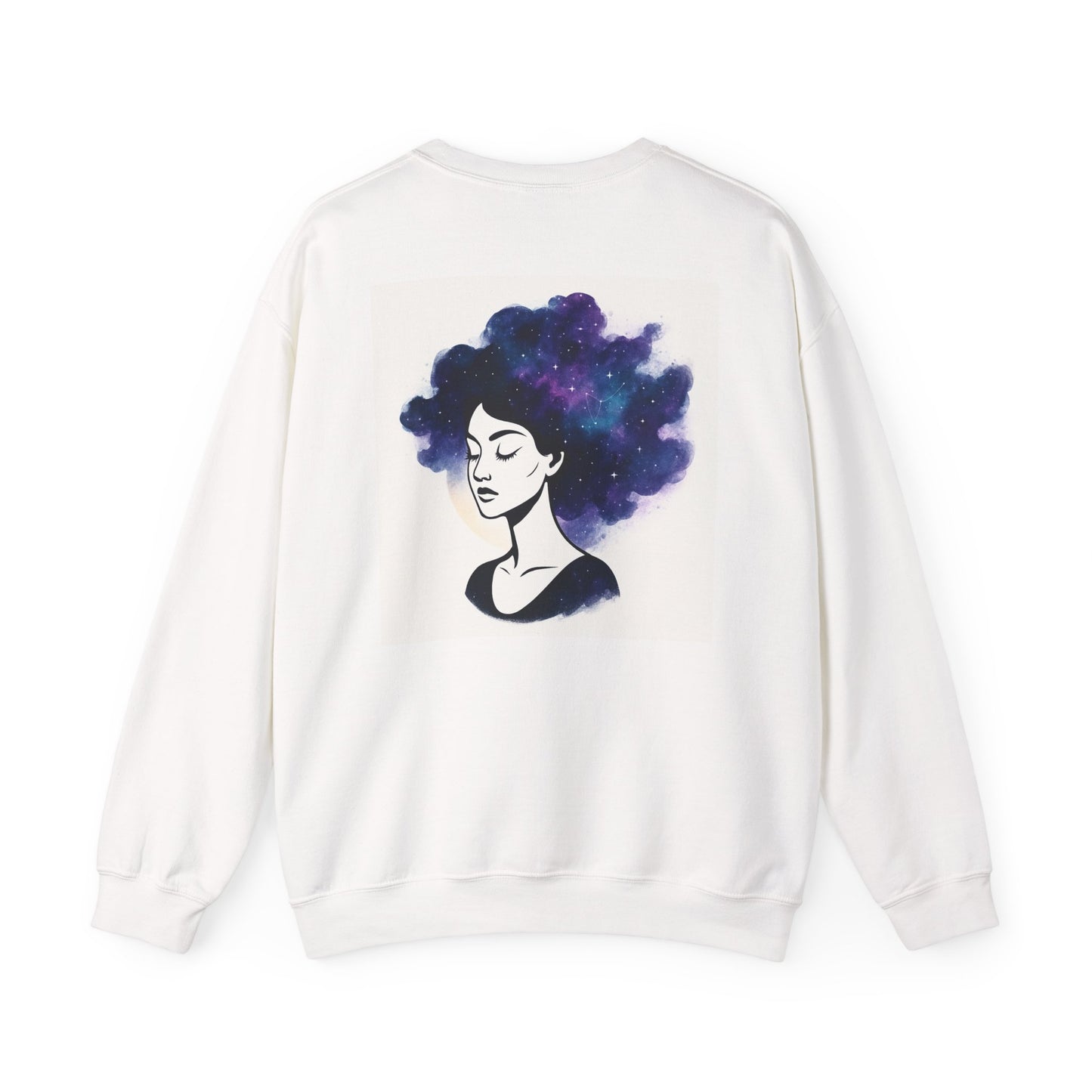 Galaxy Hair Crewneck Sweatshirt — Cosmic Woman Illustration