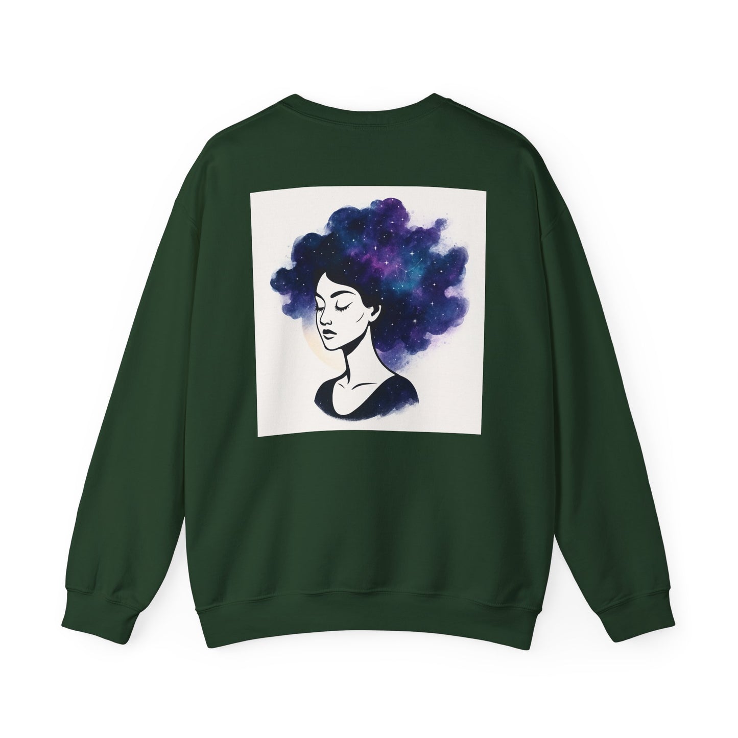 Galaxy Hair Crewneck Sweatshirt — Cosmic Woman Illustration