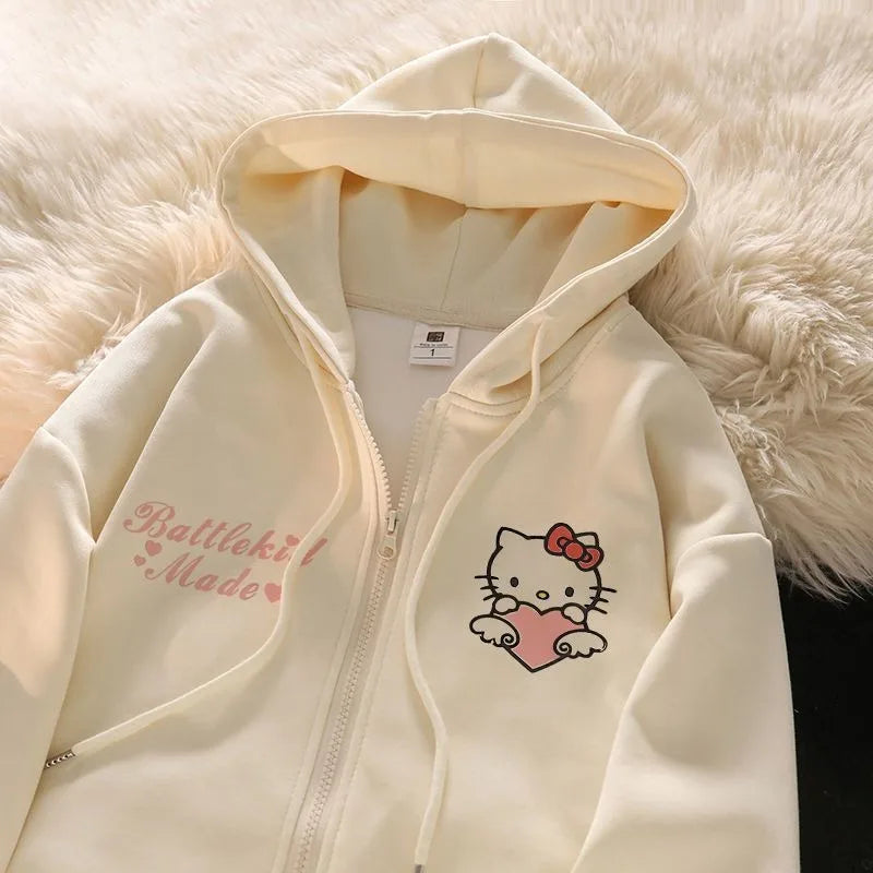 Apricot Hello Kitty Printed Hoodie