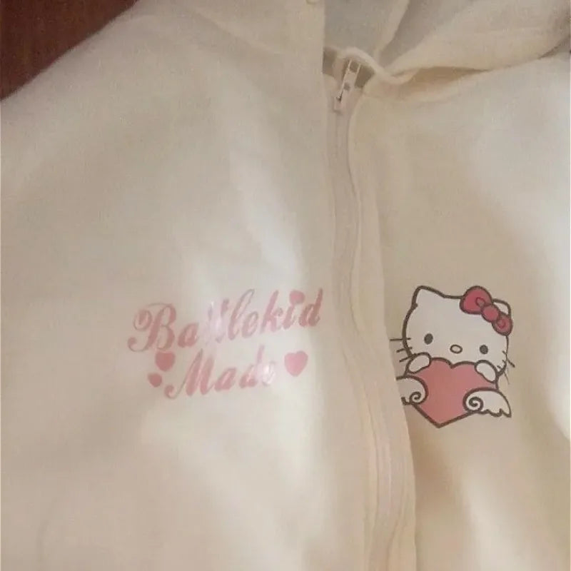 Apricot Hello Kitty Printed Hoodie