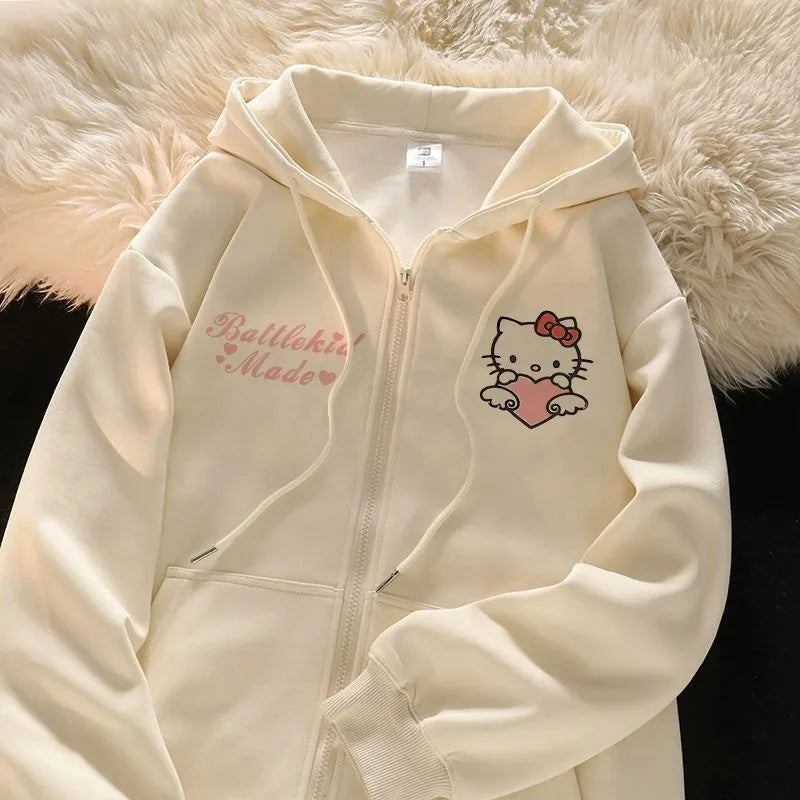 Apricot Hello Kitty Printed Hoodie