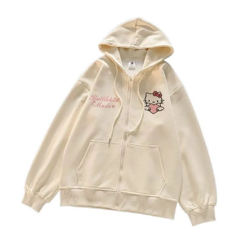 Apricot Hello Kitty Printed Hoodie