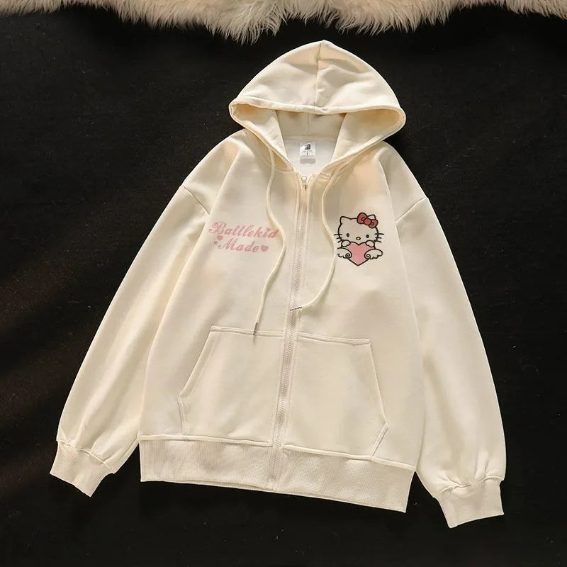 Apricot Hello Kitty Printed Hoodie